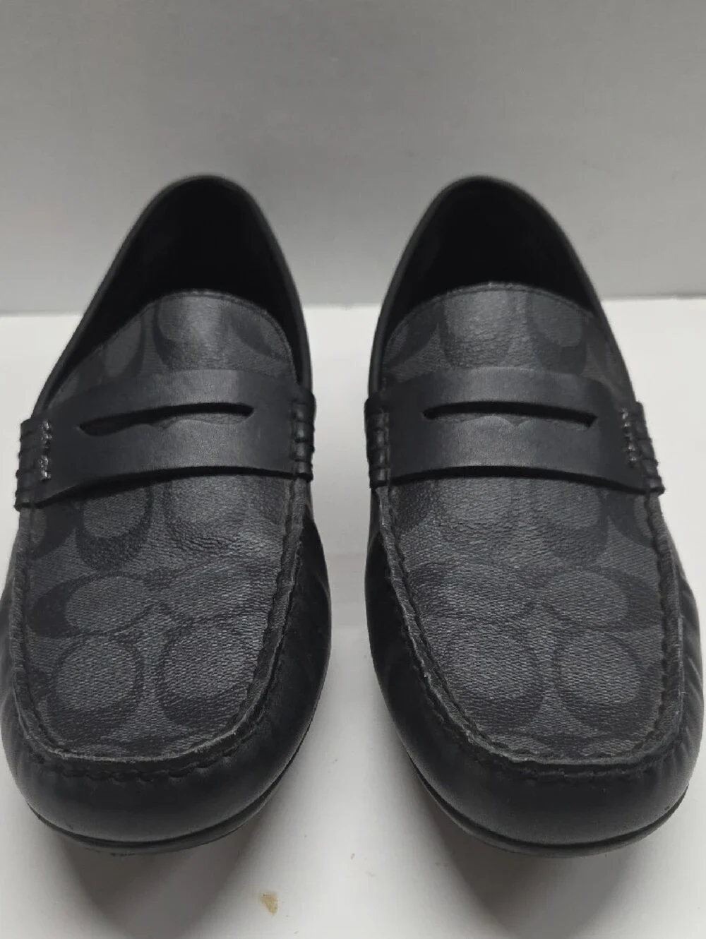 Coach Men’s Black Signature Canvas Penny Loafers Size 42 / 9D